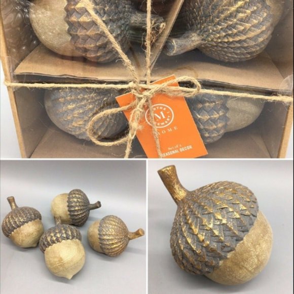 4pc Martha Stewart Acorn Set Autumn Fall Table Top Decor Thanksgiving 4" NEW - Picture 1 of 5